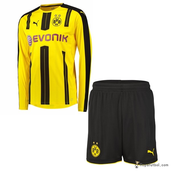 Camiseta Borussia Dortmund Replica Primera Ropa ML Niños 2016/17 Amarillo